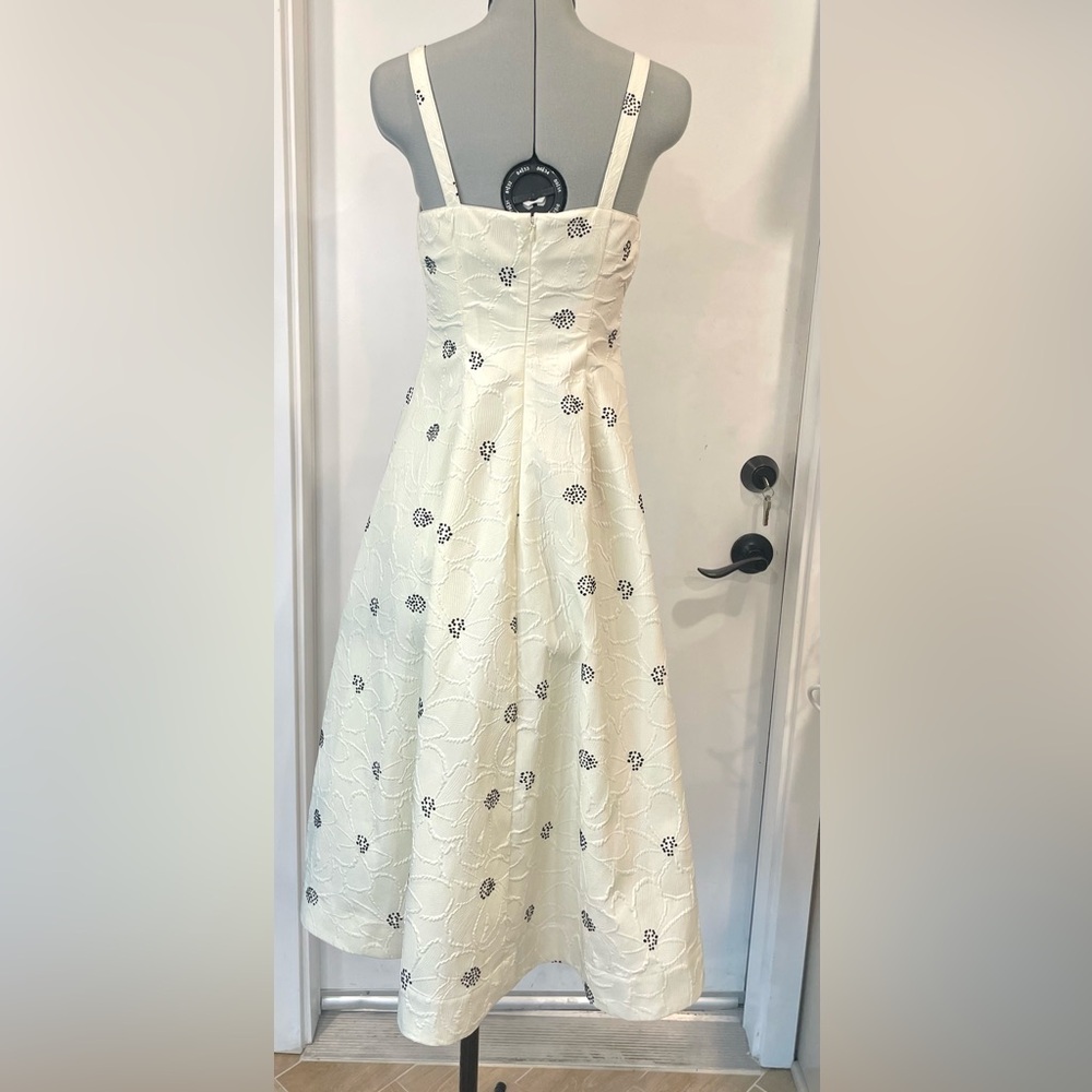 Rosie Assoulin Pocktail Dress, Cream&Black floral embossed Crepe, Midi, NWOT, 0 - Picture 9 of 16